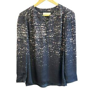 Tory Burch Womens Printed Polka Dot Silk Button-Front Blouse Size 2